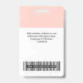 Blush Pink Mitarbeiter Firmenlogos Markierung Ausweis (Rückseite)