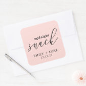 Blush Pink Mitternacht Snack Custom Wedding Quadratischer Aufkleber (Umschlag)
