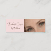Blush Pink Mocha Script Photo Lashes and Brows Mini Visitenkarte (Vorderseite)