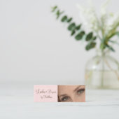 Blush Pink Mocha Script Photo Lashes and Brows Mini Visitenkarte (Stehend Vorderseite)