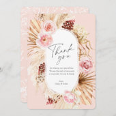 Blush Pink Modern Boho Pampas Grass Floral Arch Dankeskarte (Vorne/Hinten)