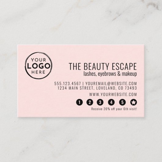 Blush Pink Modern Business Logo Loyalitätskarte Treuekarte (Vorderseite)