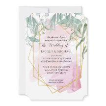 Blush Pink Modern Geometrie Wasserfarbe Eukalyptus