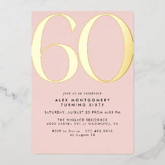 Blush Pink | Modern Glam Women's 60th Birthday Folieneinladung