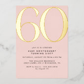 Blush Pink | Modern Glam Women's 60th Birthday Folieneinladung (Vorderseite)
