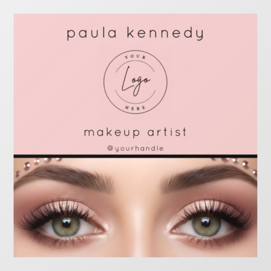 Blush Pink Modern Logo Photo Makeup Business Fensteraufkleber (Blatt)