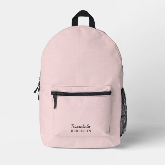 Blush Pink Modern Minimalist Feminine Monogram Bedruckter Rucksack (Vorderseite)