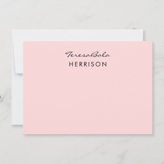 Blush Pink | Modern Minimalist Monogram Design Mitteilungskarte (Vorderseite)