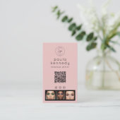 Blush Pink Modern Photo Logo QR Code Visitenkarte (Stehend Vorderseite)