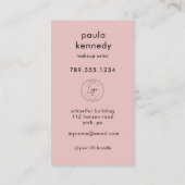 Blush Pink Modern Photo Logo QR Code Visitenkarte (Rückseite)