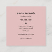 Blush Pink Modern Photo Makeup 3 Photo Square Quadratische Visitenkarte (Rückseite)