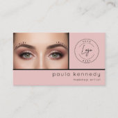 Blush Pink Modern Photo Makeup Visitenkarte (Vorderseite)