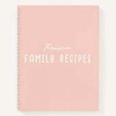 Blush Pink Modern Script Cooking Family Recipe Notizblock (Vorderseite)