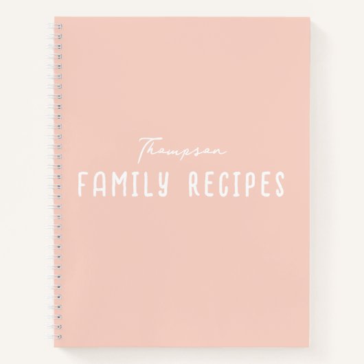 Blush Pink Modern Script Cooking Family Recipe Notizblock (Vorderseite)