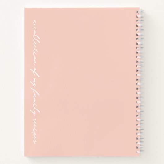 Blush Pink Modern Script Cooking Family Recipe Notizblock (Rückseite)