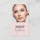 Blush Pink Modern Script Font QR Code Photo Makeup Visitenkarte (Vorderseite)