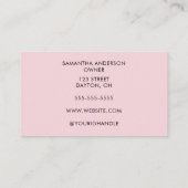 Blush Pink Modern Script Photo Nails Visitenkarte (Rückseite)