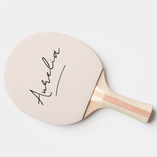 Blush Pink Modern Script Signature Monogram Name Tischtennis Schläger (Seitenansicht)