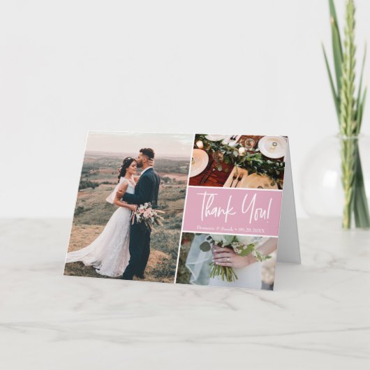 Blush Pink Modern Vielen Dank, dass Sie Hochzeit s Karte (Vorderseite)