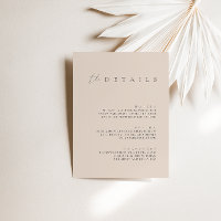 Blush Pink Modern Wedding Details Enclosure Card