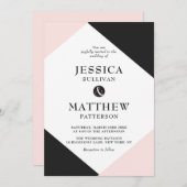 Blush Pink Moderne Akzente Hochzeitseinladung Einladung (Vorne/Hinten)