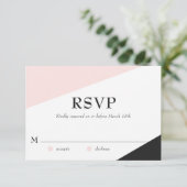 Blush Pink Moderne Akzente Hochzeitsradarkarte RSVP Karte (Stehend Vorderseite)