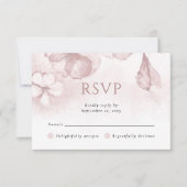 Blush Pink Moderne Aquarellblume Hochzeit RSVP Karte (Vorderseite)