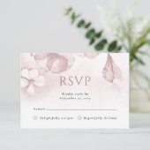 Blush Pink Moderne Aquarellblume Hochzeit RSVP Karte (Stehend Vorderseite)