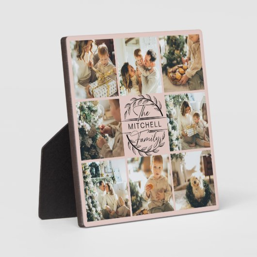 Blush Pink Moderne, benutzerdefinierte Familie Fot Fotoplatte (Vorderseite)