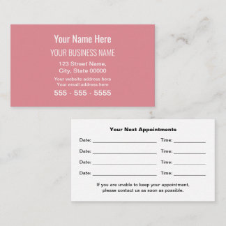 Blush Pink Moderne Berufliche Terminierungskarte Terminkarte
