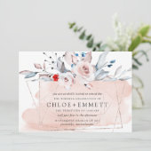 Blush Pink Moderne Blumenwasser Hochzeit Einladung (Stehend Vorderseite)