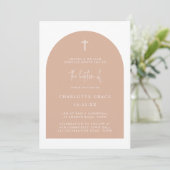 Blush Pink Moderne Bogenschrift Minimalistische Ta Einladung (Stehend Vorderseite)