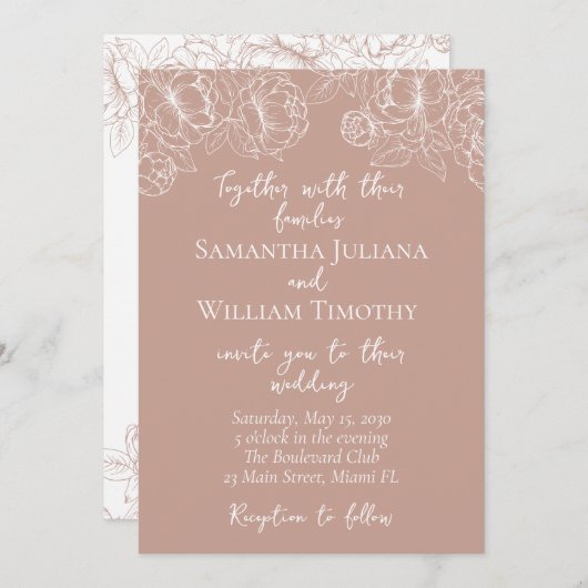 Blush Pink Moderne Boho Classic Minimalistische Ho Einladung (Vorne/Hinten)