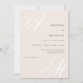 Blush Pink Moderne Elegant Minimal Mongram Wedding Einladung (Vorderseite)