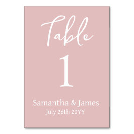 Blush Pink Moderne Elegante Hochzeit Tischnummer