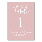 Blush Pink Moderne Elegante Hochzeit Tischnummer (Vorderseite)