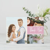 Blush Pink Moderne Foto-Collage Hochzeit Karte (Stehend Vorderseite)
