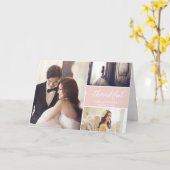 Blush pink Moderne Foto Collage Wedding Vielen Dan Karte (Gelbe Blume)
