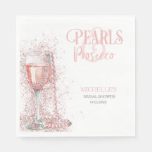 Blush Pink Moderne Glitzer Perlen und Prosecco