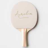 Blush Pink Moderne Gold Script Signature Monogram Tischtennis Schläger (Vorderseite)