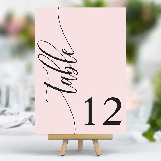 Blush Pink Moderne Kalligrafie Hochzeit Tischnummer