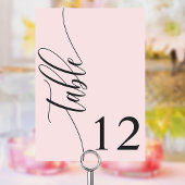 Blush Pink Moderne Kalligrafie Hochzeit Tischnummer