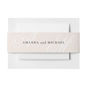 Blush Pink Moderne Kante Elegante Monogramm Hochze Einladungsbanderole