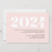 Blush Pink Moderne Klasse 2024 Foto Abschluss Einladung (Rückseite)