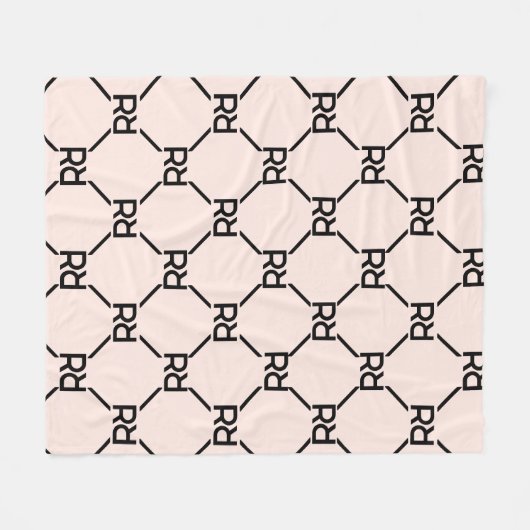 Blush Pink Moderne Luxury Girly Monogram Initial Fleecedecke (Vorderseite (Horizontal))