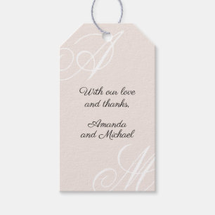 Blush Pink Moderne Minimal elegante Monogram Weddi Geschenkanhänger