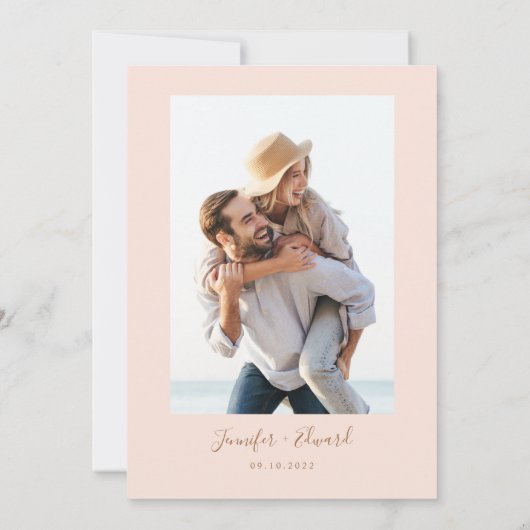 Blush Pink Moderne Minimal Save the Date (Rückseite)