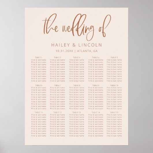 Blush Pink Moderne Minimalistische Hochzeitsstiftu Poster (Vorne)