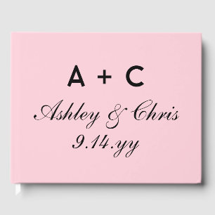 Blush Pink Moderne Personalisierte Hochzeitsempfeh Gästebuch