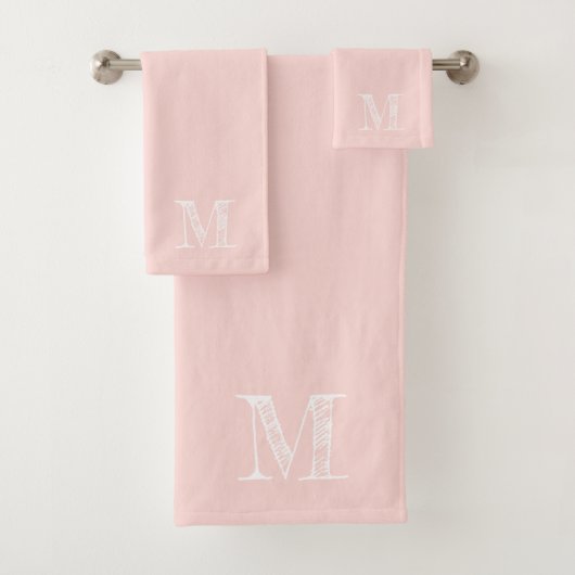 Blush Pink Moderne rustikale Monogram, Initial Badhandtuch Set (Insitu)